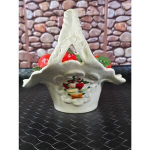 White Majolica Style Basket with Strawberries